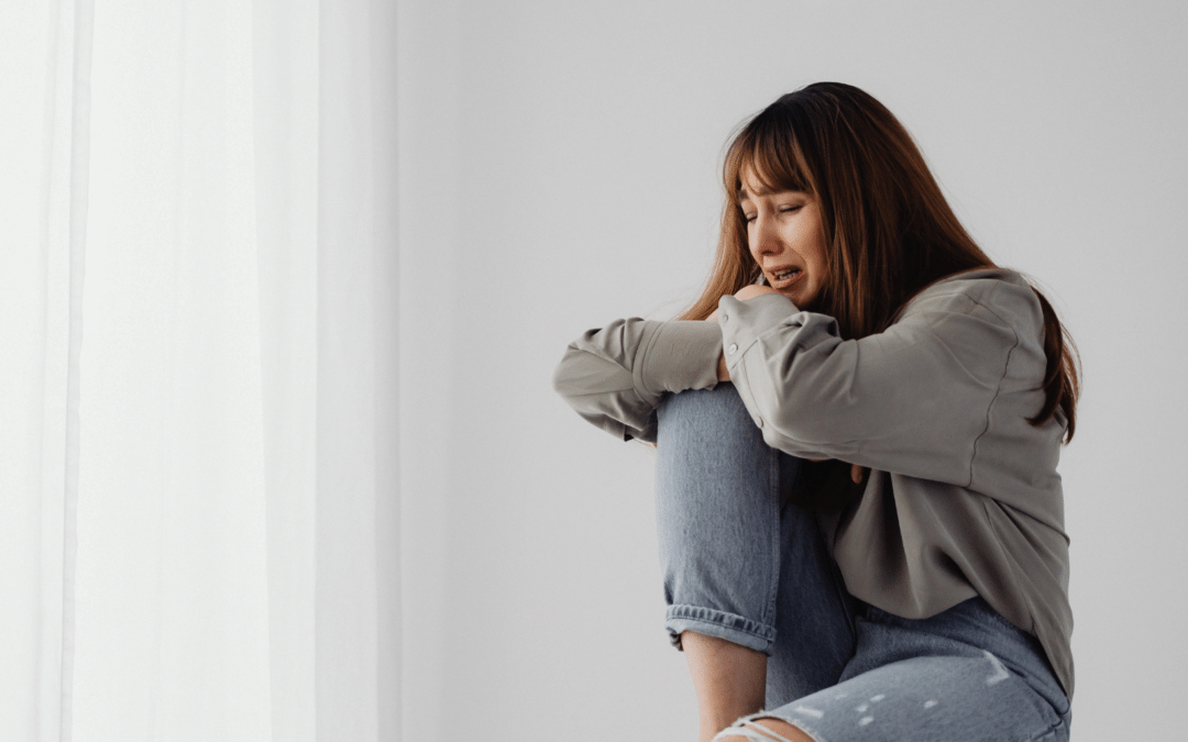 A woman with signs of grief